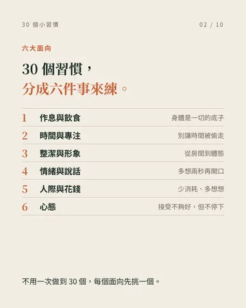 讓自己慢慢變好的 30 個小習慣 第 2 張
