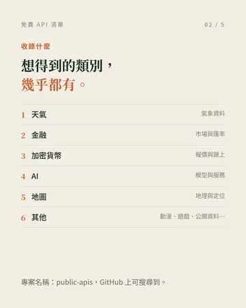 一千多個真正免費的 public API 第 2 張