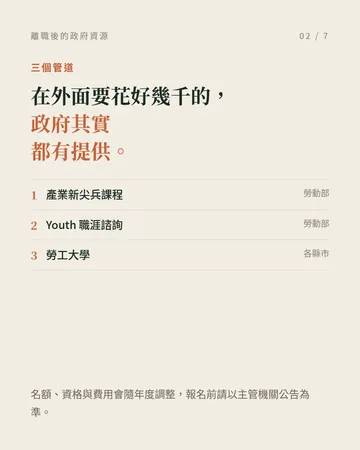 離職後別忘了這些政府資源 第 2 張