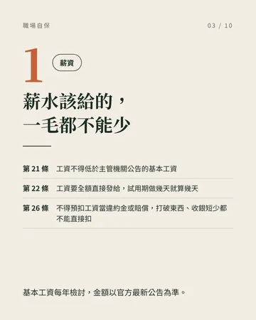 你必須要知道的勞基法《職場自保十大清單》 第 3 張