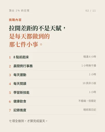 頂尖 1% 的日常：50 天自律挑戰 第 2 張
