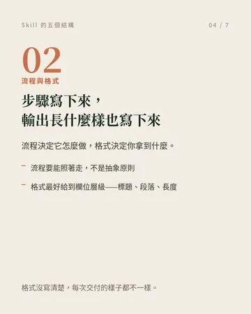 一個能穩定工作的 Skill,至少要有五個結構 第 4 張